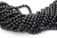 Natural Black Tourmaline Diamond Cut AAA Grade Sharp Faceted High Quality in Faceted Round 4mm 6mm 8mm Gemstone Beads