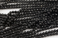 Natural Black Tourmaline Diamond Cut AAA Grade Sharp Faceted High Quality in Faceted Round 4mm 6mm 8mm Gemstone Beads