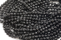 Natural Black Tourmaline Diamond Cut AAA Grade Sharp Faceted High Quality in Faceted Round 4mm 6mm 8mm Gemstone Beads