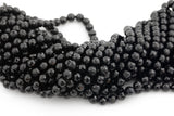 Natural Black Tourmaline Diamond Cut AAA Grade Sharp Faceted High Quality in Faceted Round 4mm 6mm 8mm Gemstone Beads