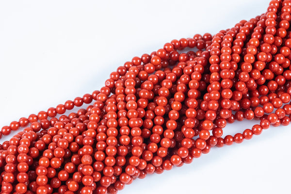 Red Orange Peach Bamboo Coral Round High Quality 5mm Full Strand 16" Gemstone Beads