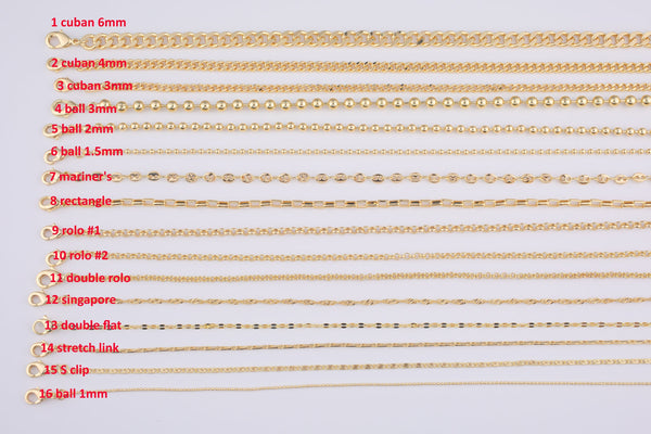 16" 14K Gold Anti-Tarnish Necklace Selection Oval Paperclip Singapore Ball Satellite Link Chain Necklaces High Quality Layering Chain