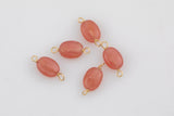 USA Gold Filled Permanent Jewelry Connectors Rhodochrosite Oval Gemmy Quality Connector or Charm 1420 Gold Filled