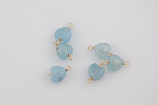 USA Gold Filled Permanent Jewelry Connectors Aquamarine Heart Gemmy Quality Connector or Charm 1420 Gold Filled