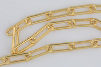Gold Filled Flat Tubed Chain, 5x15mm links, USA Made , Wholesale, USA Made, Chain by foot- Chunky Paper Clip Chain Permanent Jewelry Chain
