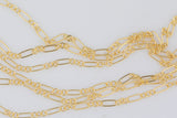 Gold Filled Italian 2.2x5.5mm, Italian 3 to 1 links, Wholesale, USA Made, Chain by foot Permanent Jewelry Chain
