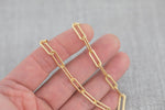 Gold Filled Flat Tubed Chain, 5x15mm links, USA Made , Wholesale, USA Made, Chain by foot- Chunky Paper Clip Chain Permanent Jewelry Chain