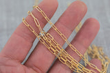 Gold Filled Flat Tubed Chain, Elongated Heavy Oval Chain, 3x8.5mm links, , Wholesale, USA Made, Chain by foot- Paper Clip Chain