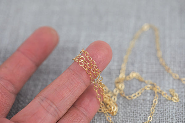 Gold Filled Sunburst Oval 2.7mm and 3.1mm- Wholesale, USA Made, Chain by foot Permanent Jewelry Chain