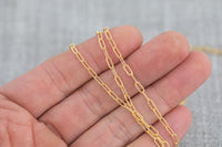 USA MADE Gold Filled Paper Clip Chain Twisted Texturized Tubed Chain, Elongated Oval Chain,6 x 2.5 mm links, Wholesale, BULK, Chain by foot