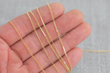 1.7mm Gold-filled Satellite Hammered Bar Chain by the Foot- Wholesale- 11mm Hammered Section