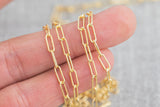 Gold Filled Flat Tubed Chain, Elongated Heavy Oval Chain, 3x8.5mm links, , Wholesale, USA Made, Chain by foot- Paper Clip Chain