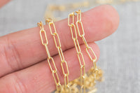Gold Filled Flat Tubed Chain, Elongated Heavy Oval Chain, 3x8.5mm links, , Wholesale, USA Made, Chain by foot- Paper Clip Chain