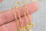 Gold Filled Flat Tubed Chain, Elongated Heavy Oval Chain, 3x8.5mm links, , Wholesale, USA Made, Chain by foot- Paper Clip Chain