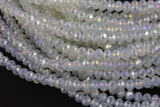 4mm 6mm 8mm 10mm - Milky Opal AB Rondelle-5 or 10 STRAND