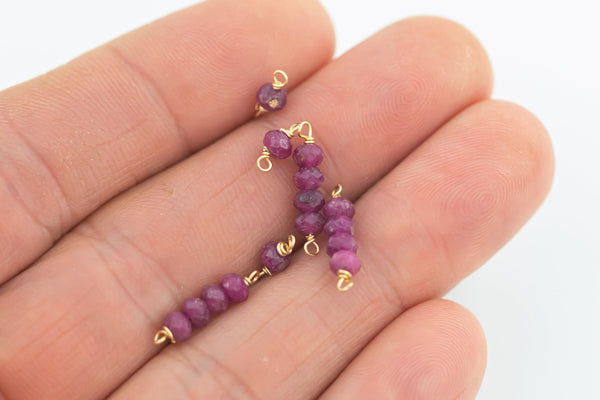 USA Gold Filled Permanent Jewelry Connectors Gemmy Pink Ruby Connector 1420 Gold Filled 4mm 925 Sterling Silver