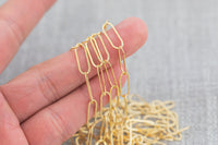 Gold Filled Tubed Chain, Elongated Oval Chain, 5 x 15 mm links, , Wholesale, USA Made, Chain by foot- Paper Clip Chain