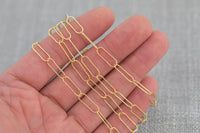 Gold Filled Tubed Chain, Elongated Oval Chain, 5 x 15 mm links, , Wholesale, USA Made, Chain by foot- Paper Clip Chain