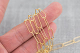 Gold Filled Tubed Chain, Elongated Oval Chain, 5 x 15 mm links, , Wholesale, USA Made, Chain by foot- Paper Clip Chain