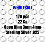 Sterling Silver Open Jump Rings 22 Gauge 22 ga 3mm 4mm - 925 SS - Made in USA Wholesale