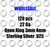 Sterling Silver Open Jump Rings 22 Gauge 22 ga 3mm 4mm - 925 SS - Made in USA Wholesale