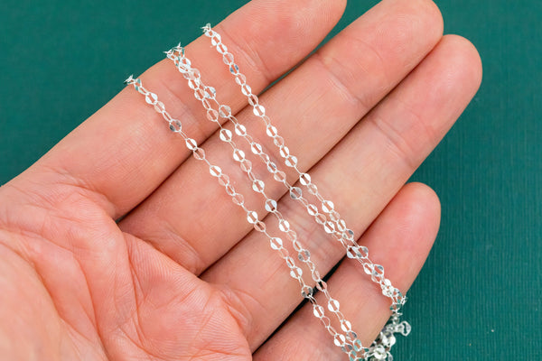 2.5mm Sterling silver Chain Double Flat Oval Paper Clip Chain