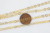 Gold Filled Flat or Round Chain, 3.4mm, Wholesale, BULK Low Price, Chain by foot Permanent Jewelry Chain