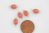 USA Gold Filled Permanent Jewelry Connectors Rhodochrosite Oval Gemmy Quality Connector or Charm 1420 Gold Filled