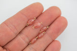 USA Gold Filled Permanent Jewelry Connectors Rhodochrosite Oval Gemmy Quality Connector or Charm 1420 Gold Filled