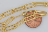 Gold Filled Flat Tubed Chain, 5x15mm links, USA Made , Wholesale, USA Made, Chain by foot- Chunky Paper Clip Chain Permanent Jewelry Chain