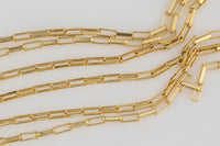 Gold Filled Flat Tubed Rectangular Chain 1.3x3mm links- Wholesale, USA Made, Chain by foot- Paper Clip Chain Permanent Jewelry Chain