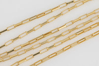 Gold Filled Flat Tubed Rectangular Chain 1.3x3mm links- Wholesale, USA Made, Chain by foot- Paper Clip Chain Permanent Jewelry Chain