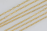 Gold Filled Cable Flat Paperclip Oval Dainty Chain 1.3mm , Wholesale, USA Made, Chain by foot Permanent Jewelry Chain