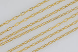 Gold Filled Cable Flat Paperclip Oval Dainty Chain 1.3mm , Wholesale, USA Made, Chain by foot Permanent Jewelry Chain