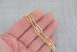 Gold Filled Flat Tubed Chain, 5x15mm links, USA Made , Wholesale, USA Made, Chain by foot- Chunky Paper Clip Chain Permanent Jewelry Chain