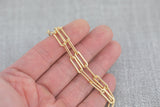 Gold Filled Flat Tubed Chain, 5x15mm links, USA Made , Wholesale, USA Made, Chain by foot- Chunky Paper Clip Chain Permanent Jewelry Chain
