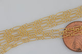 Gold Filled Textured Long Short 2.2x5.5mm, Italian 3 to 1 links, Wholesale, USA Made, Chain by foot Permanent Jewelry Chain