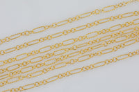 Gold Filled Textured Long Short 2.2x5.5mm, Italian 3 to 1 links, Wholesale, USA Made, Chain by foot Permanent Jewelry Chain