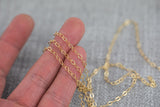 Gold Filled Sunburst Oval 2.7mm and 3.1mm- Wholesale, USA Made, Chain by foot Permanent Jewelry Chain