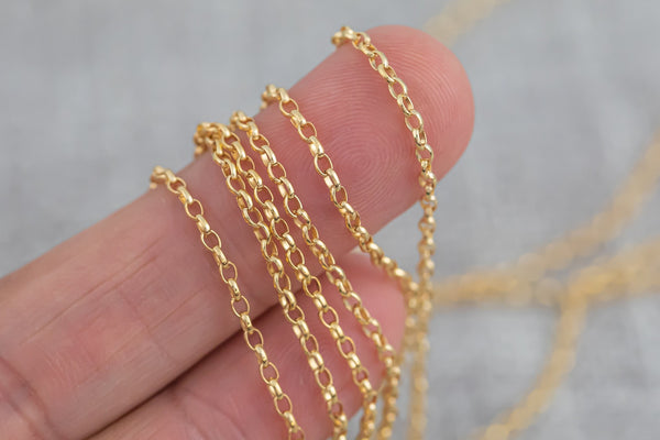 Gold Filled Rolo 2mm, Wholesale, USA Made, Chain by foot Permanent Jewelry Chain