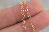 Gold Filled Heart Chain- Heart Chain 3.2mm - Bubble Heart Cable Chain for Permanent Jewelry- Wholesale - USA made Permanent Jewelry Chain