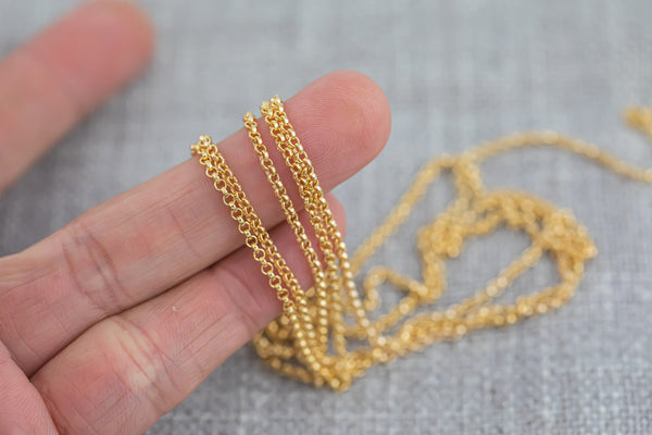 Gold Filled 2mm Rolo Chain, Wholesale, USA Made, Chain by foot Permanent Jewelry Chain