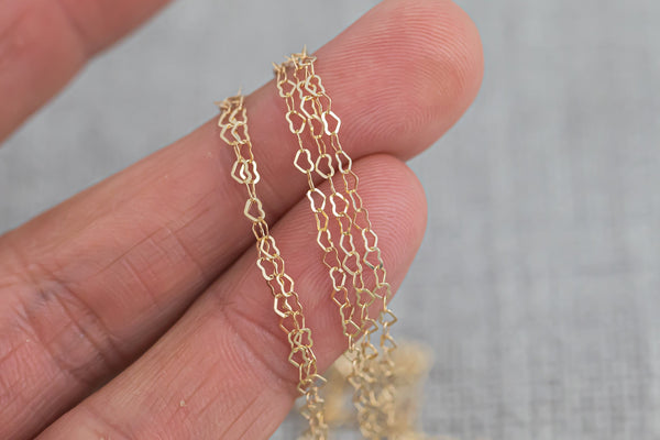 Gold Filled Heart Chain 2 x 1.8mm , Wholesale, USA Made, Chain by foot Permanent Jewelry Chain