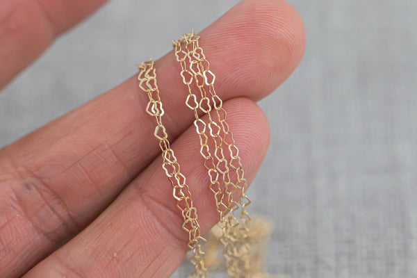 Gold Filled Heart Chain 2.6 x 2.1mm , Wholesale, USA Made, Chain by foot