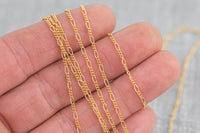 1.8mm Italian Curb Figaro Gold-filled Chain by the foot or 10 feet-Wholesale - Flat Chain