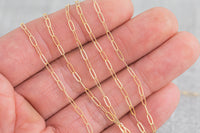 Gold Filled Flat Tubed Chain, Elongated Oval Chain, Medium Thick 2x5 mm links, , Wholesale, USA Made, Chain by foot- Paper Clip Chain