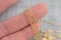 Gold Filled Flat Tubed Chain, Elongated Oval Chain, Medium Thick 2x5 mm links, , Wholesale, USA Made, Chain by foot- Paper Clip Chain