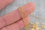 Gold Filled Flat Tubed Chain, Elongated Oval Chain, Medium Thick 2x5 mm links, , Wholesale, USA Made, Chain by foot- Paper Clip Chain