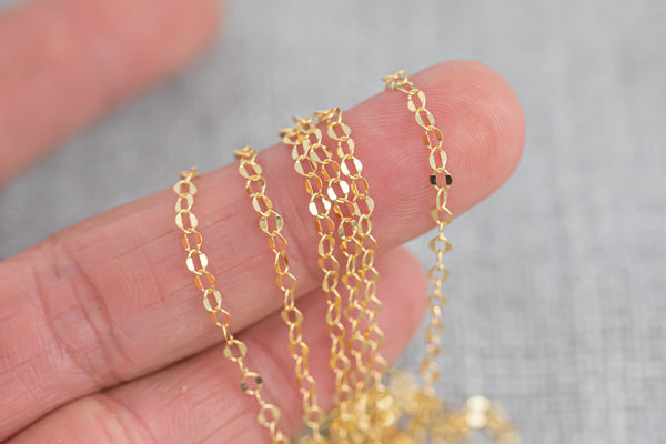 Gold Filled Flat Oval Chain, Wholesale, USA Made, Chain by foot Permanent Jewelry Chain