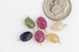 USA Gold Filled Permanent Jewelry Connectors Multi Color Sapphire Faceted Oval Gemmy Quality Connector or Charm 1420 Gold Filled